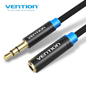 აუდიო კაბელი:VAB-B06-B300-M, VENTION   Cotton Braided 3.5mm Audio Extension Cable 3M Black Metal Type