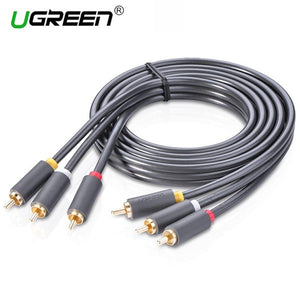 აუდიო კაბელი:AV105 UGREEN 3RCA Male to 3RCA Male Cable 1.5m (Black) 10524